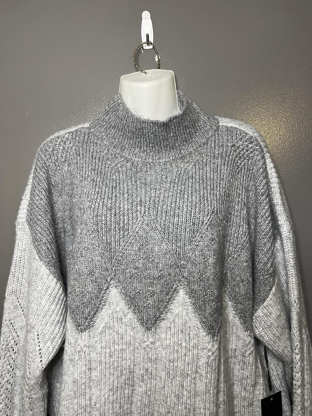Simply Vera Vera Wang Sweater Womens XL Gray Geometric Mock Neck Knit Pullover